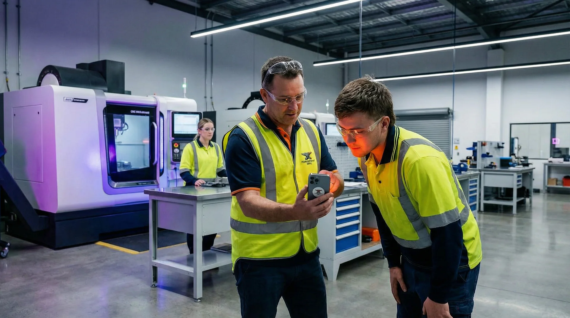 Factory supervisor using Help Genie on the manufacturing floor